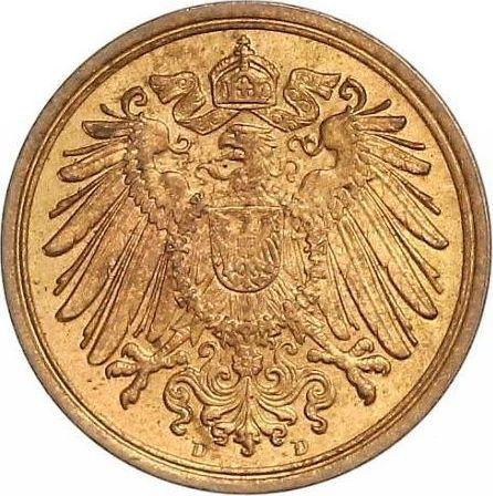 Реверс монеты - 1 пфенниг 1908 года D "Тип 1890-1916" - цена  монеты - Германия, Германская Империя