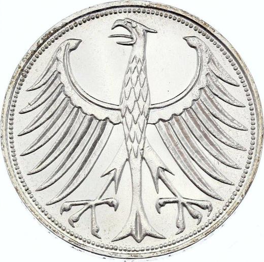 Reverso 5 marcos 1972 J - valor de la moneda de plata - Alemania, RFA