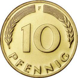 Аверс монеты - 10 пфеннигов 1972 года F - цена  монеты - Германия, ФРГ