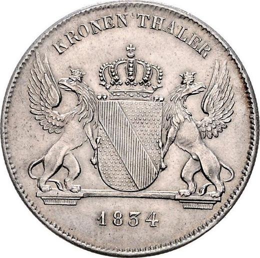 Reverso Tálero 1834 - valor de la moneda de plata - Baden, Leopoldo I de Baden
