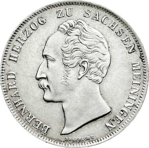 Аверс монеты - 1 гульден 1843 года - цена серебряной монеты - Саксен-Мейнинген, Бернгард II