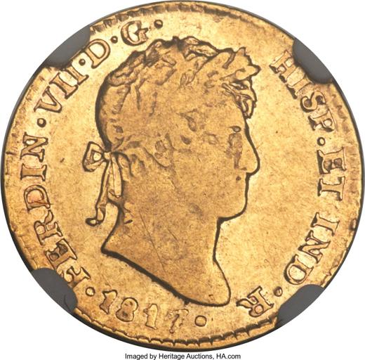 Awers monety - 1 escudo 1817 Mo JJ - cena złotej monety - Meksyk, Ferdynand VII