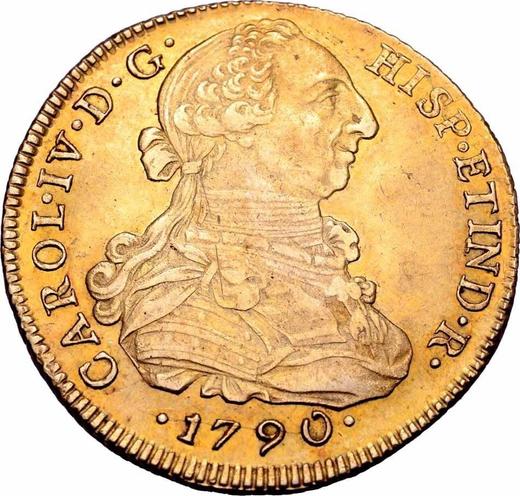 Anverso 8 escudos 1790 IJ - valor de la moneda de oro - Perú, Carlos IV