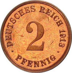Аверс монеты - 2 пфеннига 1913 года D "Тип 1904-1916" - цена  монеты - Германия, Германская Империя
