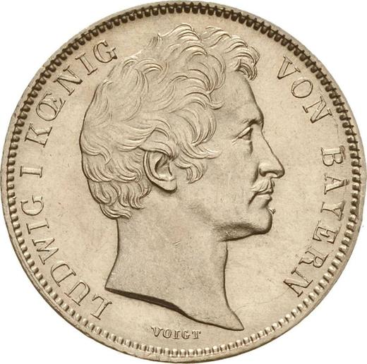 Аверс монеты - 1/2 гульдена 1838 года - цена серебряной монеты - Бавария, Людвиг I