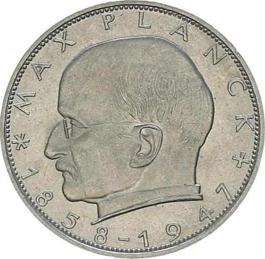 Аверс монеты - 2 марки 1966 года J "Планк" - цена  монеты - Германия, ФРГ