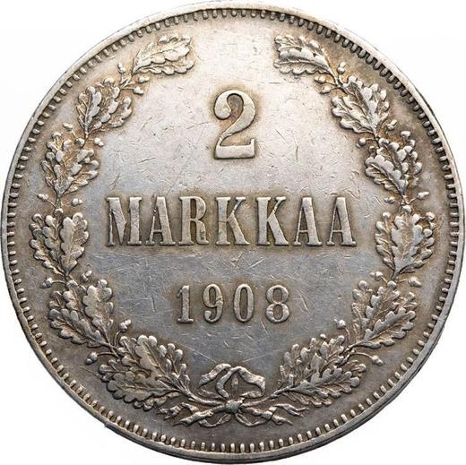 Реверс монеты - 2 марки 1908 года L - цена серебряной монеты - Финляндия, Великое княжество