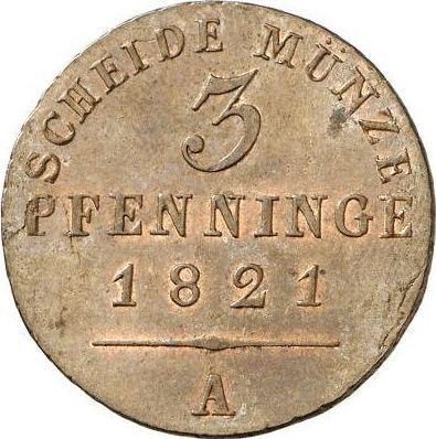 Reverso 3 Pfennige 1821 A - valor de la moneda  - Prusia, Federico Guillermo III