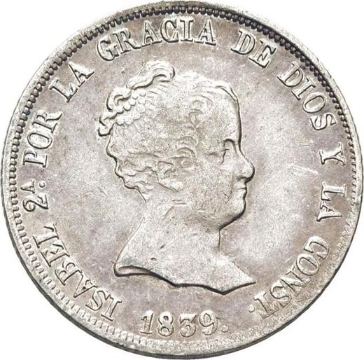 Аверс монеты - 4 реала 1839 года M CL - цена серебряной монеты - Испания, Изабелла II