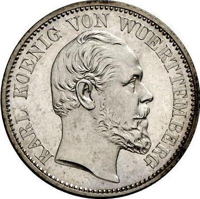 Obverse 1/2 Gulden 1869 - Silver Coin Value - Württemberg, Charles I