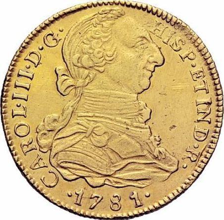 Аверс монеты - 4 эскудо 1781 года MI - цена золотой монеты - Перу, Карл III