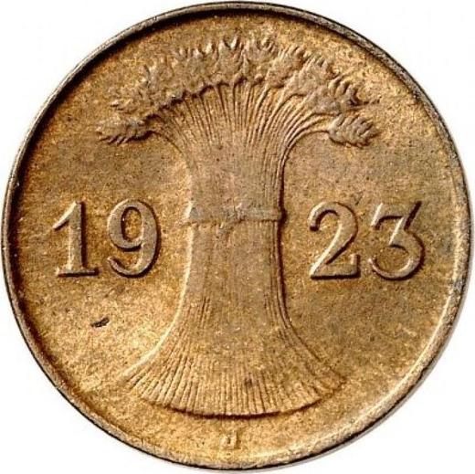 Реверс монеты - 1 рентенпфенниг 1923 года J - цена  монеты - Германия, Bеймарская республика