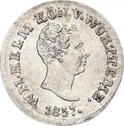 Anverso 3 kreuzers 1837 - valor de la moneda de plata - Wurtemberg, Guillermo I