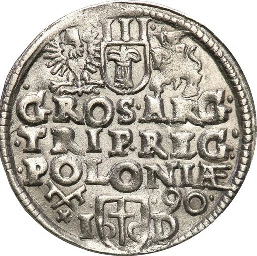 Reverso Trojak (3 groszy) 1590 ID "Casa de moneda de Poznan" - valor de la moneda de plata - Polonia, Segismundo III