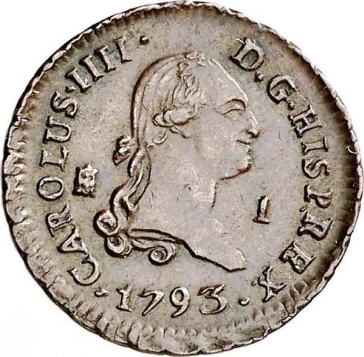 Аверс монеты - 1 мараведи 1793 года - цена  монеты - Испания, Карл IV