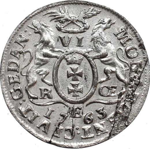 Реверс монеты - Шестак (6 грошей) 1763 года REOE "Гданьский" - цена серебряной монеты - Польша, Август III