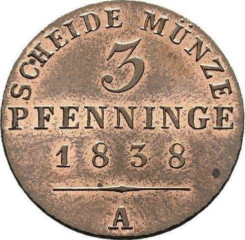 Реверс монеты - 3 пфеннига 1838 года A - цена  монеты - Пруссия, Фридрих Вильгельм III