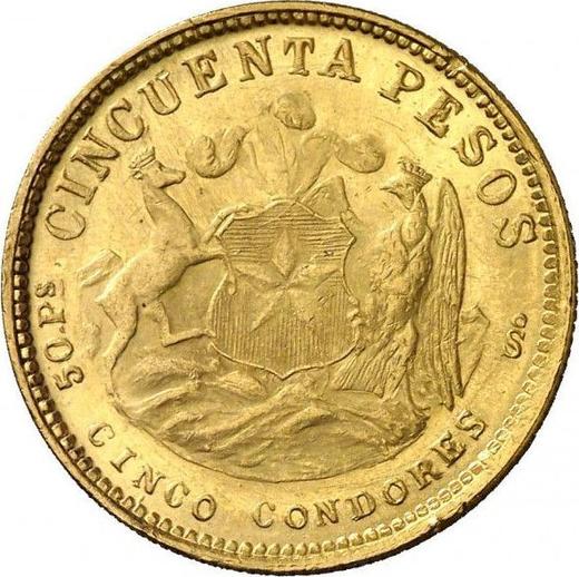Reverso 50 pesos 1926 So - valor de la moneda de oro - Chile, República