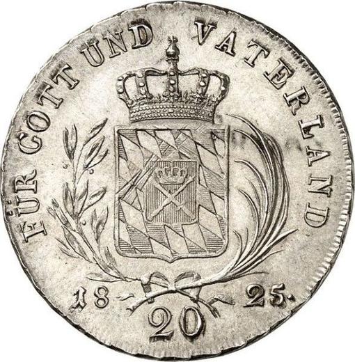 Реверс монеты - 20 крейцеров 1825 года - цена серебряной монеты - Бавария, Максимилиан I