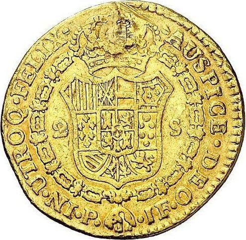 Revers 2 Escudos 1795 P JF - Goldmünze Wert - Kolumbien, Karl IV