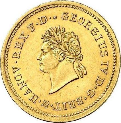 Awers monety - 10 talarów 1827 B - cena złotej monety - Hanower, Jerzy IV