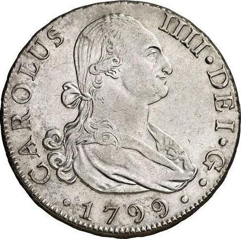 Аверс монеты - 8 реалов 1799 года S CN - цена серебряной монеты - Испания, Карл IV