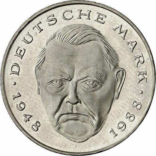 Obverse 2 Mark 1996 F "Ludwig Erhard" -  Coin Value - Germany, FRG