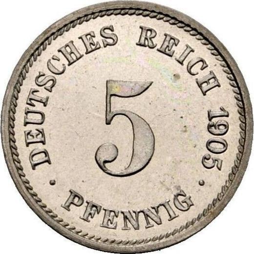 Аверс монеты - 5 пфеннигов 1905 года G "Тип 1890-1915" - цена  монеты - Германия, Германская Империя