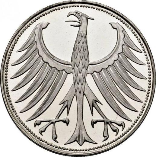 Rewers monety - 5 marek 1959 G - cena srebrnej monety - Niemcy, RFN
