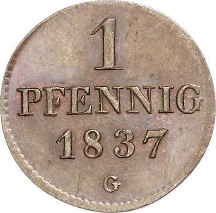 Реверс монеты - 1 пфенниг 1837 года G - цена  монеты - Саксония-Альбертина, Фридрих Август II