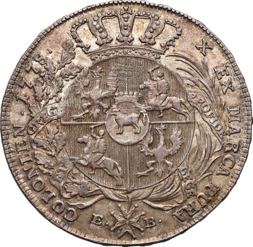 Реверс монеты - Талер 1778 года EB LITH - цена серебряной монеты - Польша, Станислав II Август