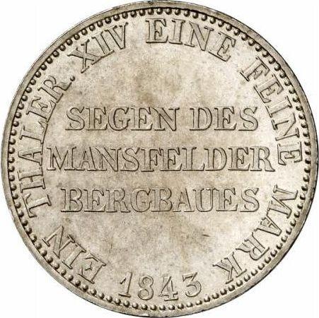 Reverse Thaler 1843 A "Mining" - Silver Coin Value - Prussia, Frederick William IV