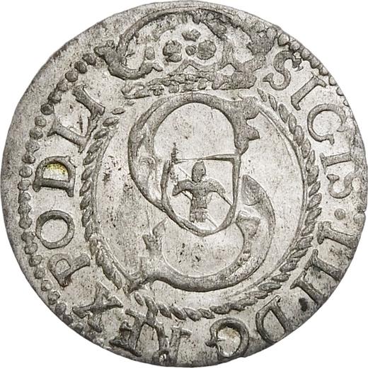 Аверс монеты - Шеляг 1609 года "Рига" - цена серебряной монеты - Польша, Сигизмунд III Ваза