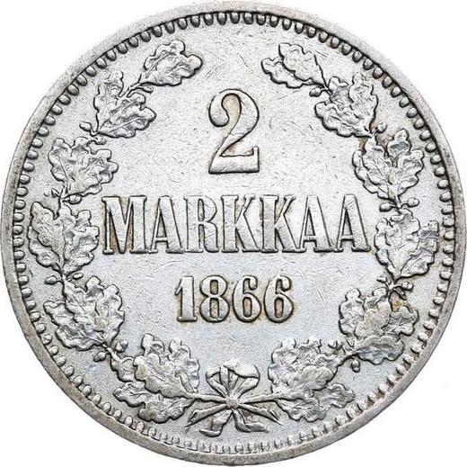 Rewers monety - 2 marki 1866 S - cena srebrnej monety - Finlandia, Wielkie Księstwo