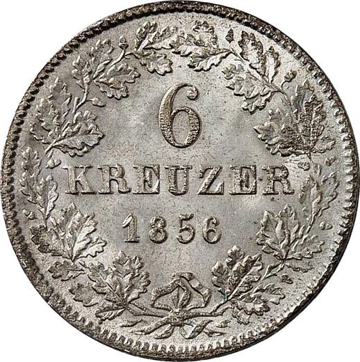 Реверс монеты - 6 крейцеров 1856 года - цена серебряной монеты - Баден, Фридрих I