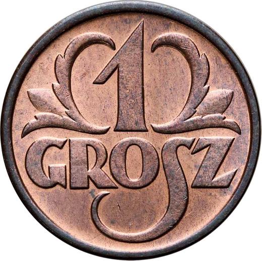 Реверс монеты - 1 грош 1939 года WJ - цена  монеты - Польша, II Республика