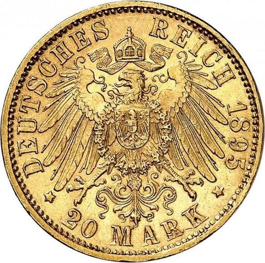 Reverso 20 marcos 1895 D "Bavaria" - valor de la moneda de oro - Alemania, Imperio alemán