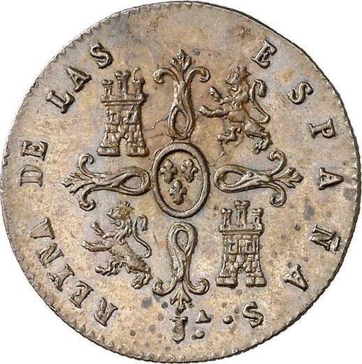Реверс монеты - 2 мараведи 1848 года Ja - цена  монеты - Испания, Изабелла II