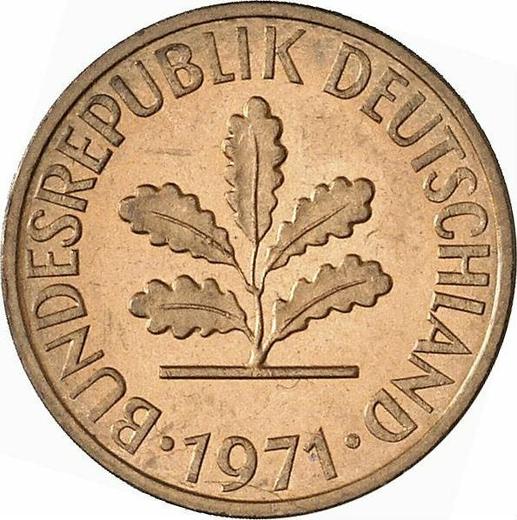 Reverso 1 Pfennig 1971 J - valor de la moneda  - Alemania, RFA