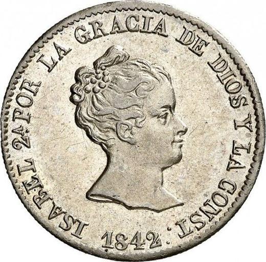 Avers 4 Reales 1842 B CC - Silbermünze Wert - Spanien, Isabella II