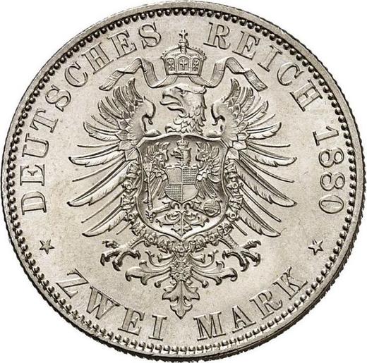 Reverso 2 marcos 1880 A "Prusia" - valor de la moneda de plata - Alemania, Imperio alemán
