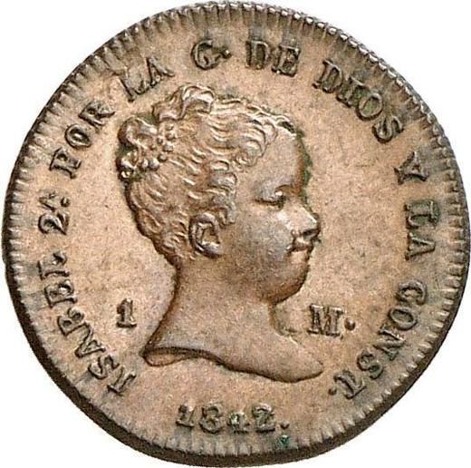 Аверс монеты - 1 мараведи 1842 года Пьедфорт - цена  монеты - Испания, Изабелла II