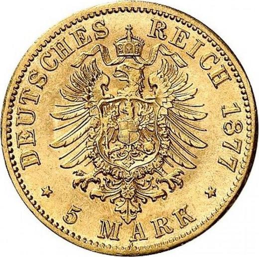 Reverso 5 marcos 1877 E "Sajonia" - valor de la moneda de oro - Alemania, Imperio alemán