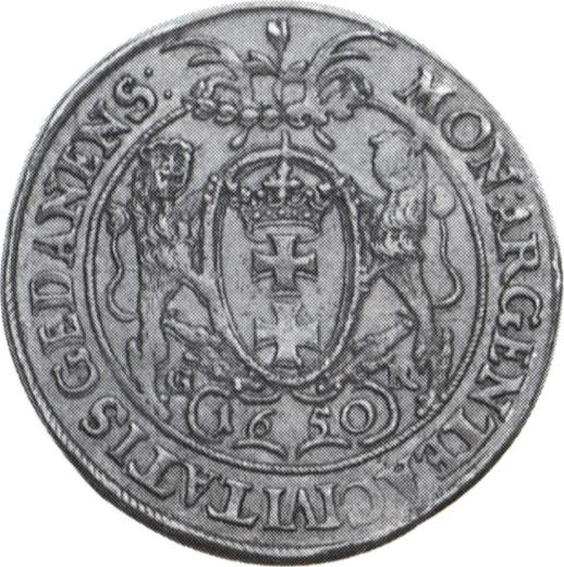 Реверс монеты - Полталера 1650 года GR "Гданьск" - цена серебряной монеты - Польша, Ян II Казимир
