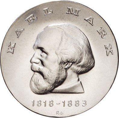 Anverso 20 marcos 1968 "Karl Marx" - valor de la moneda de plata - Alemania, República Democrática Alemana (RDA)