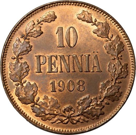 Reverse 10 Pennia 1908 -  Coin Value - Finland, Grand Duchy