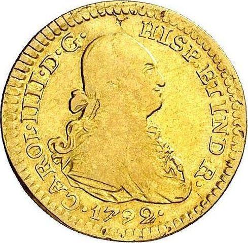 Awers monety - 1 escudo 1792 Mo FM - cena złotej monety - Meksyk, Karol IV
