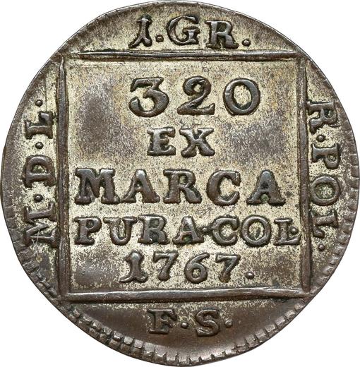 Реверс монеты - Сребреник (1 грош) 1767 года FS - цена серебряной монеты - Польша, Станислав II Август