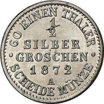 Реверс монеты - 1/2 серебряных гроша 1872 года A - цена серебряной монеты - Пруссия, Вильгельм I