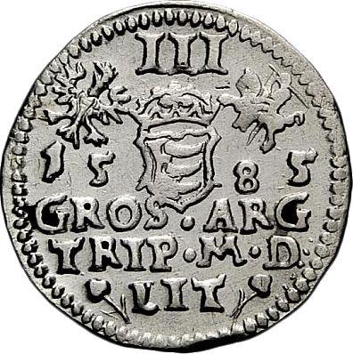 Reverso Trojak (3 groszy) 1585 "Lituania" - valor de la moneda de plata - Polonia, Esteban I Báthory